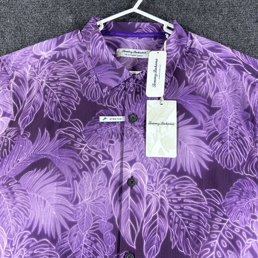 Tommy Bahama Button Down Mens XXL 2XL Purple Bahama Coast Luminescent Shirt NWT - Picture 5 of 14